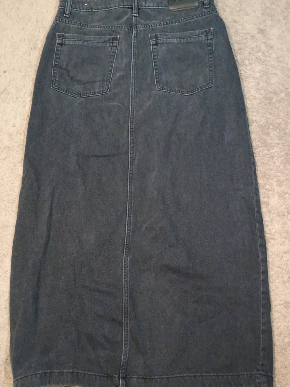 Free People/Denim Maxi Skirt/Women 28 Black Front Slit Boho Western Festival Ski - Picture 11 of 11
